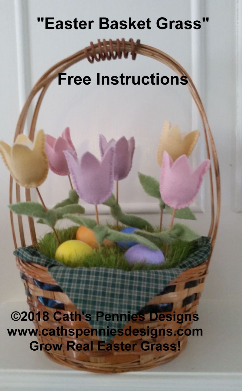 Easter Basket (real) Grass! Free Instructions – Cath's Pennies Design